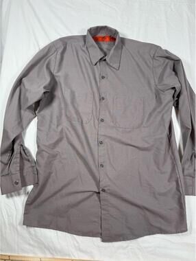 Vintage Red Kap Gray Long Sleeve Work Shirt Size Large